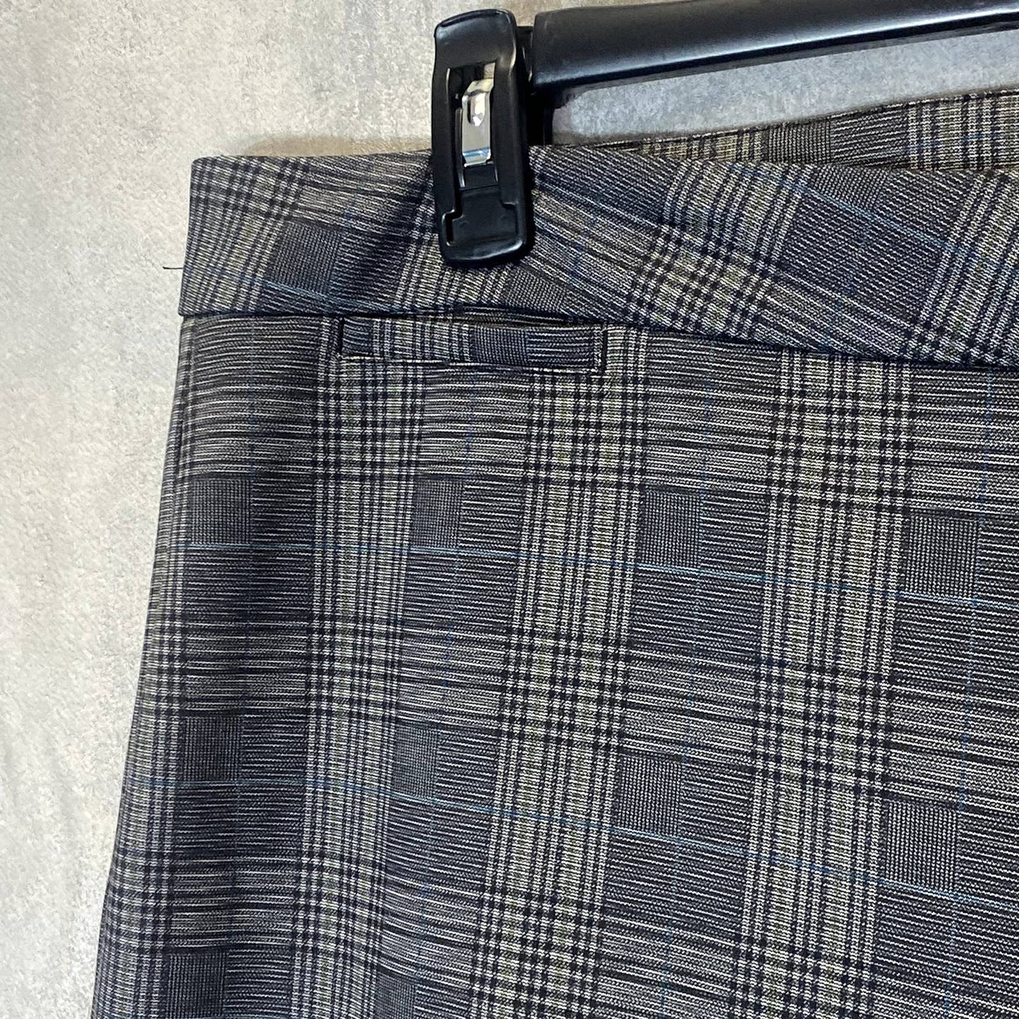 NYDJ Women's Gray Lancaster Plaid Stretch Slim Ponte Trousers SZ 14