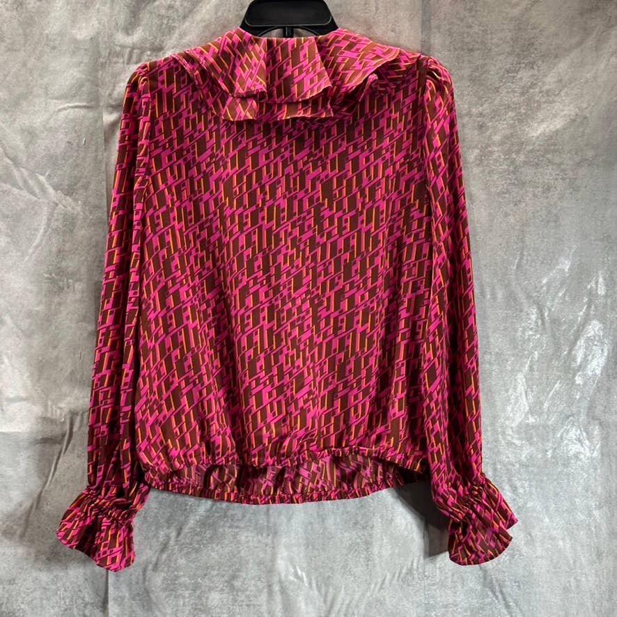 INC INTERNATIONAL CONCEPTS Women's Petite Keeva Mini Printed Ruffled Top SZ P/M