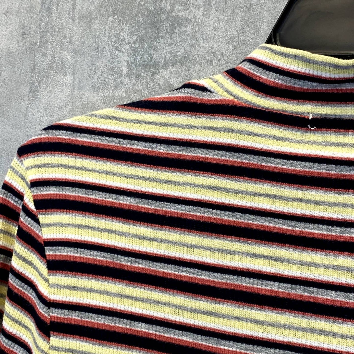 BP. Women's Yellow Multi Stripe Ribbed Mock Neck Long Sleeve Crop Top SZ M