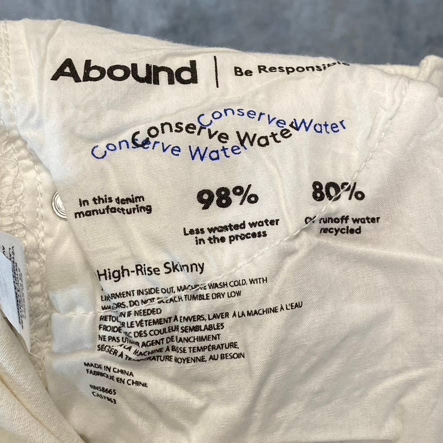 ABOUND Women's White High-Rise Skinny Denim Jeans SZ 28