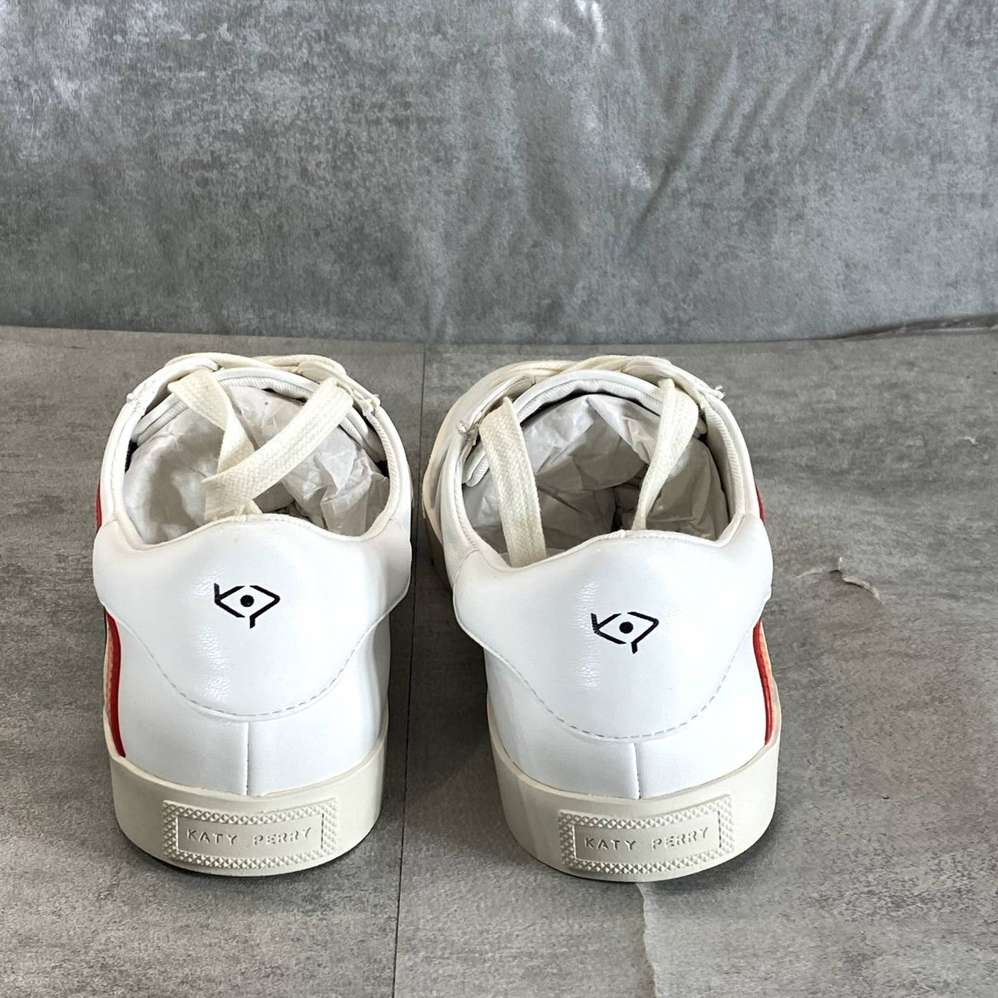 KATY PERRY Women's White Rainbow Multi The Rizzo Court Lace-Up Sneakers SZ 7