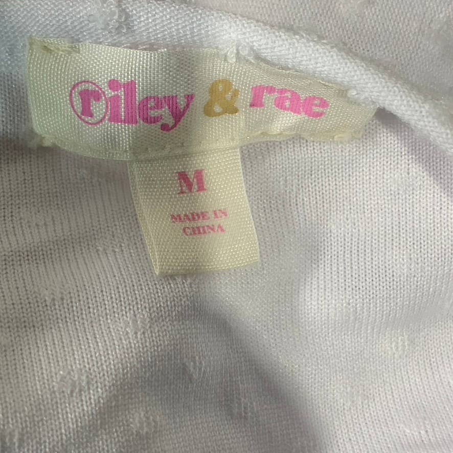 RILEY & RAE Women's Ultra White Tie-Neck 3/4 Sleeve Toni Top SZ M