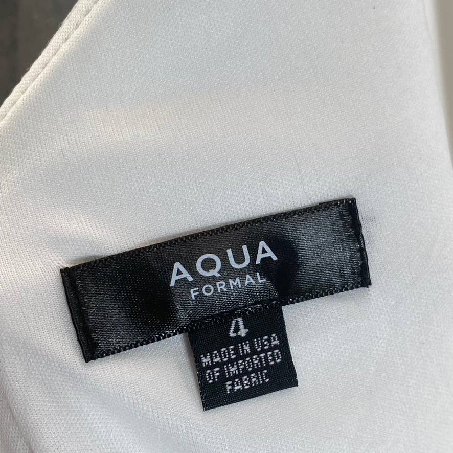 AQUA FORMAL Women's White One-Shoulder Scuba Crepe Midi Sheath Dress SZ 4