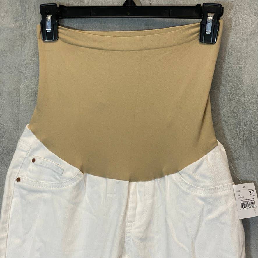 A PEA IN THE POD Women's Maternity White Luxe Secret Fit Belly Skinny Jeans SZ27