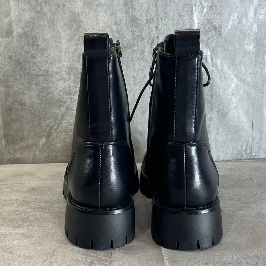 OLIVIA MILLER Women's Black Elizabeth Chain Lace-Up Combat Boots SZ 8.5