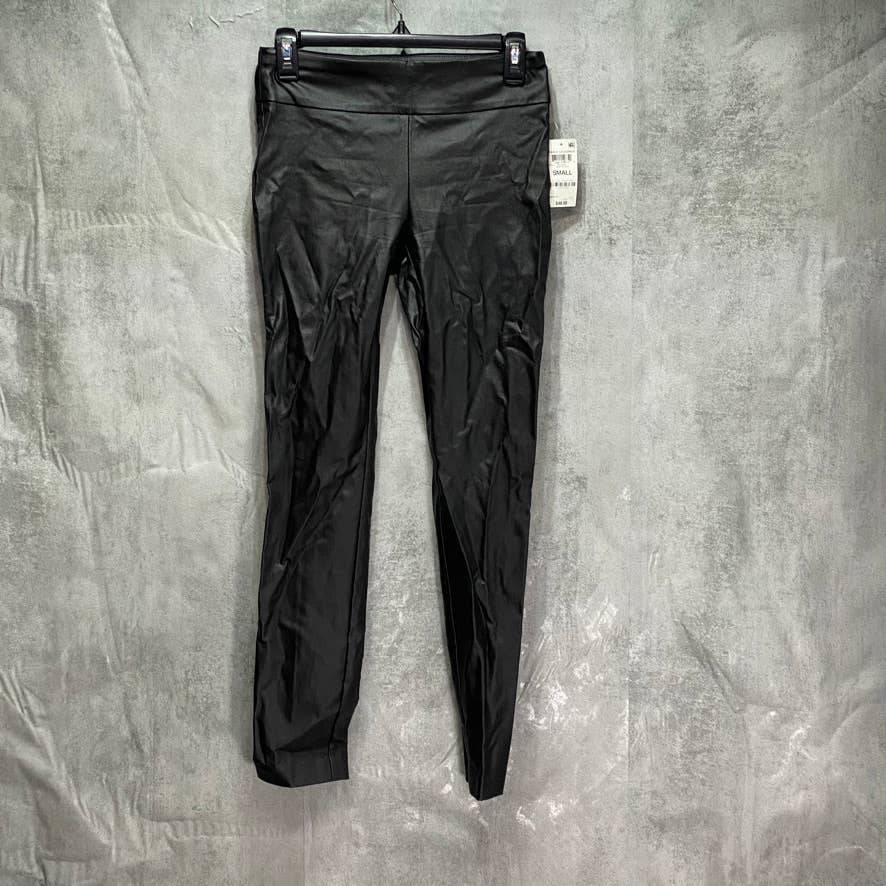 BAR III Solid Black Pull-On Coated Leggings SZ S