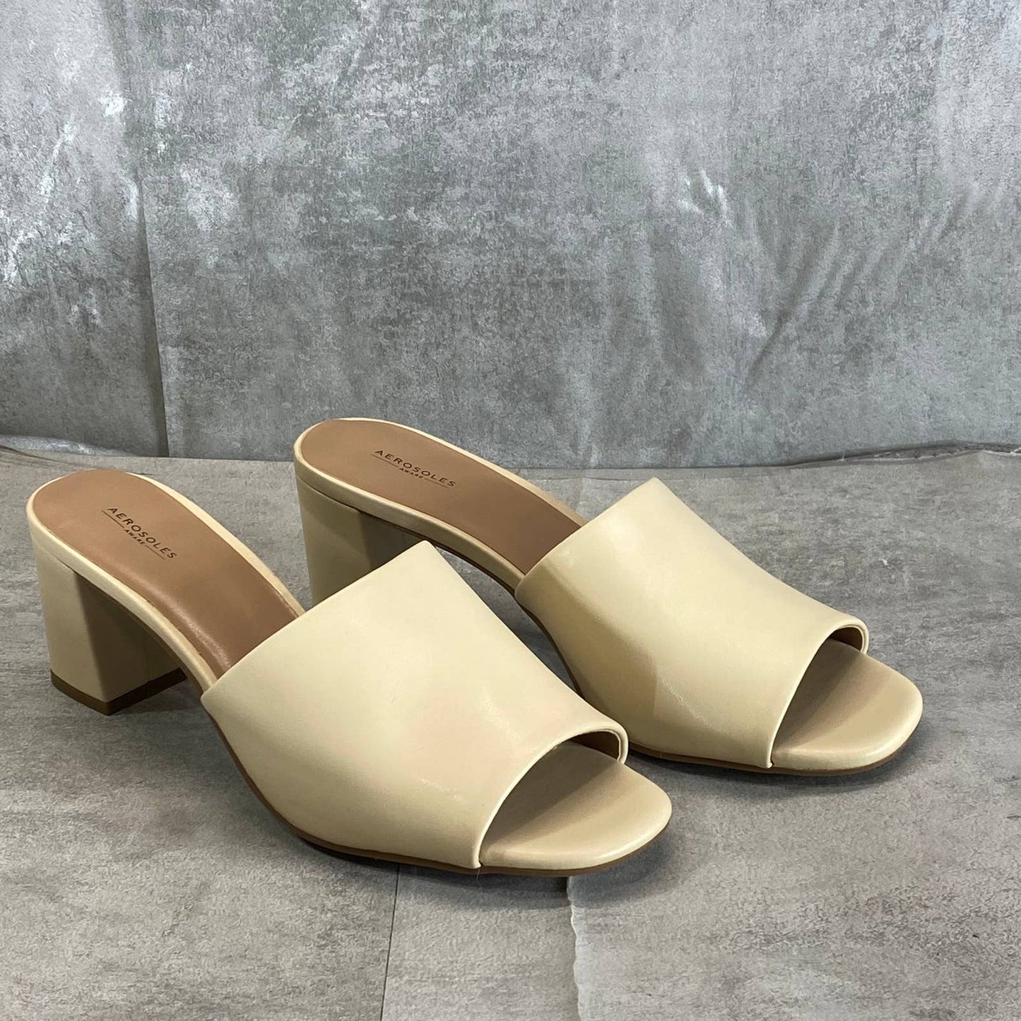 AEROSOLES Women's Off-White Entree Round-Toe Block-Heel Dress Sandals SZ 10
