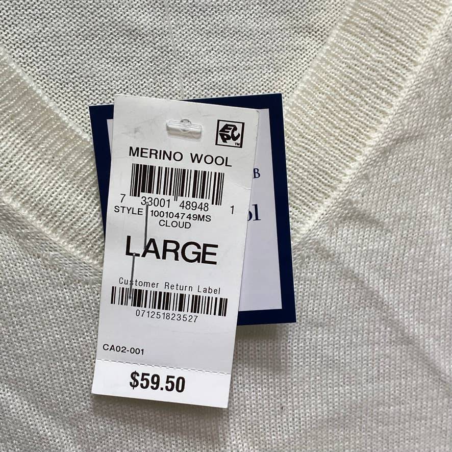 CHARTER CLUB Cloud Merino Wool Button-Cuff V-Neck Pullover Sweater SZ L