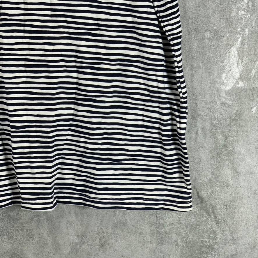 KAREN SCOTT Women's Petite Intrepid Blue Wavy-Stripe Scoop-Neck Top SZ P/2XL