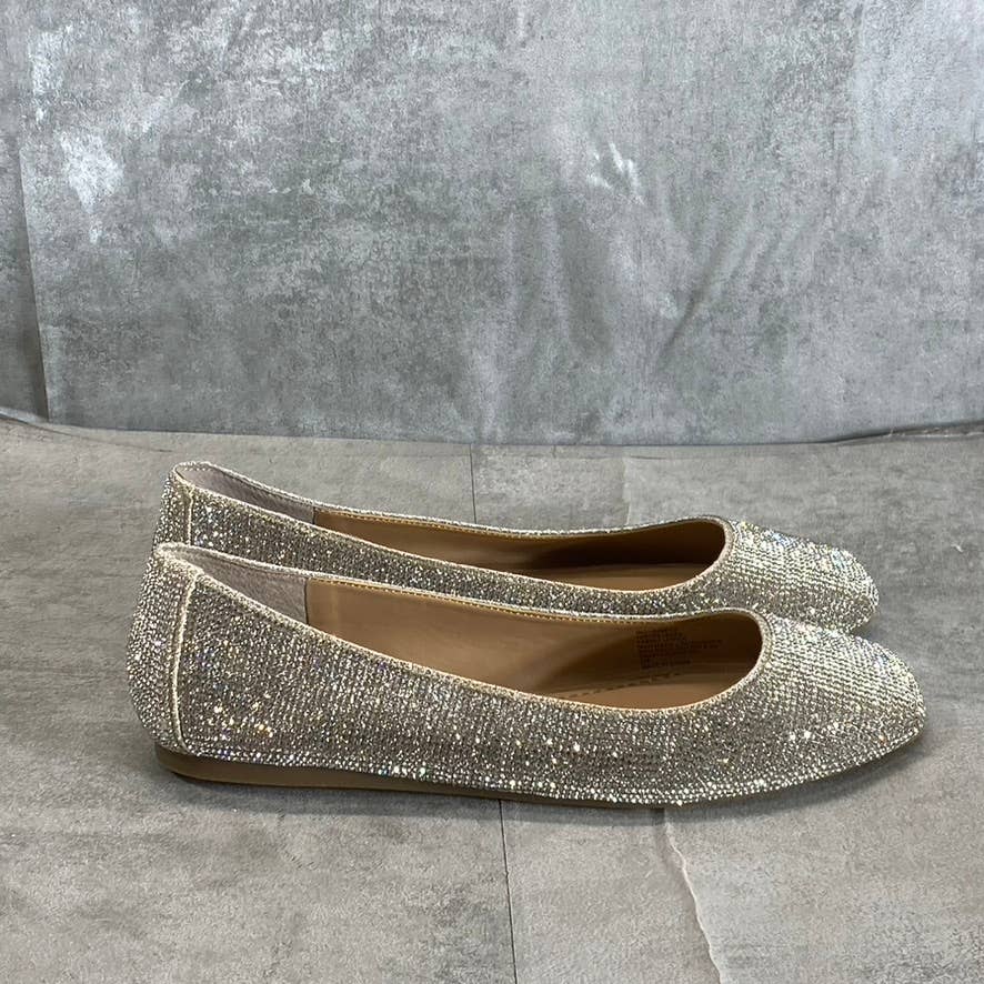 INC INTERNATIONAL CONCEPTS Women's Silver Rhinestone Embellished Juney Flats SZ7
