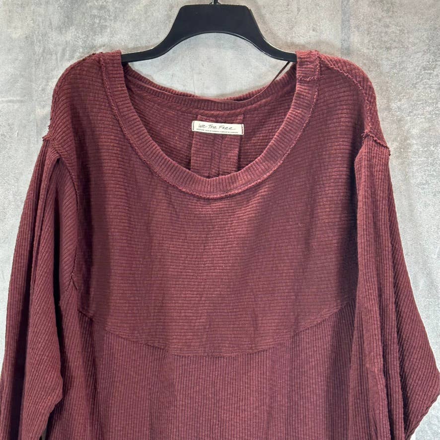 WE THE FREE Women's Cherry Cola OG Thermal Long-Sleeve Pullover SZ M
