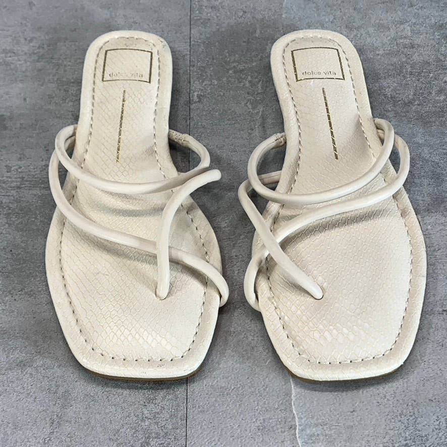 DOLCE VITA Women's Ivory Snake Embossed Leanna Square-Toe Strappy Sandals SZ 9