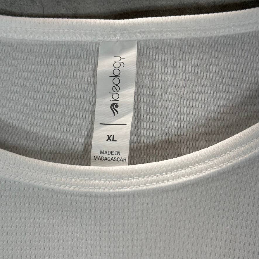 ID IDEOLOGY Women's White Scoop-Neck Moisture-Wicking Mesh Tank Top SZ XL