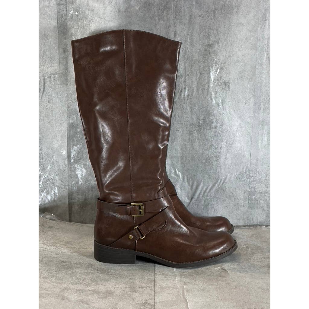 STYLE & CO Women's Cognac Marliee Side-Zip Round-Toe Tall Riding Boots SZ 10.5