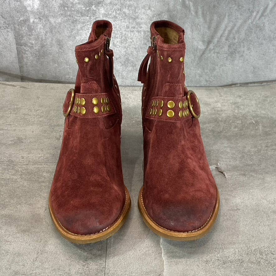 SOFFT Women's Rustic Red Allene II Studded Block-Heel Ankle Boots SZ 6.5