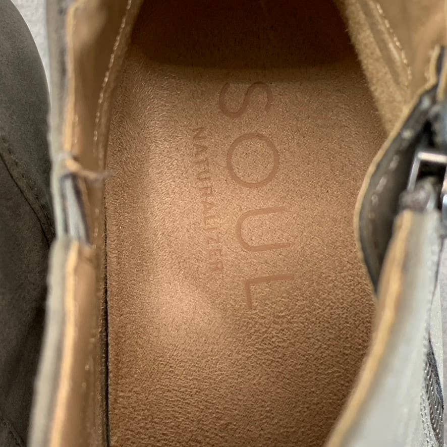 SOUL NATURALIZER Women's Light Grey Haley Round-Toe Side-Zip Wedge Booties SZ6.5