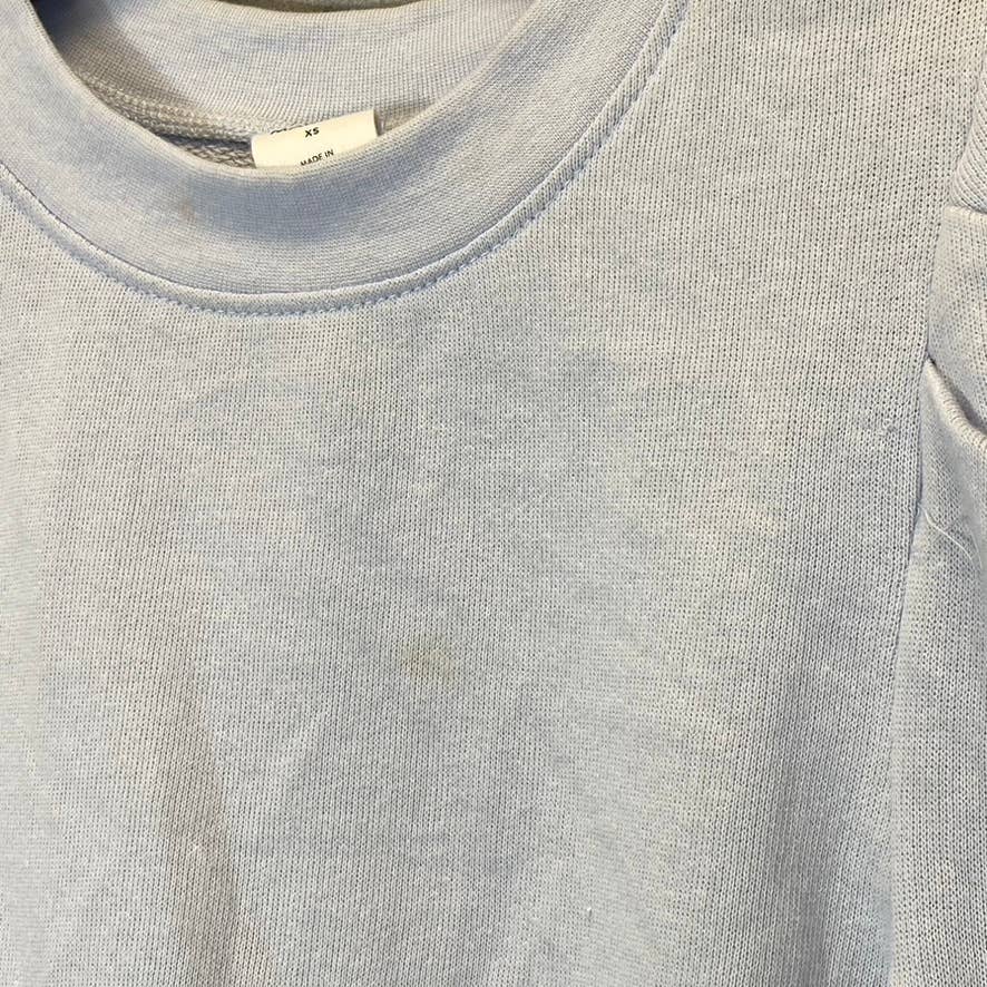 MELROSE AND MARKET Blue Heather Puff Shoulder Crop Pullover Sweatshirt SZ XS