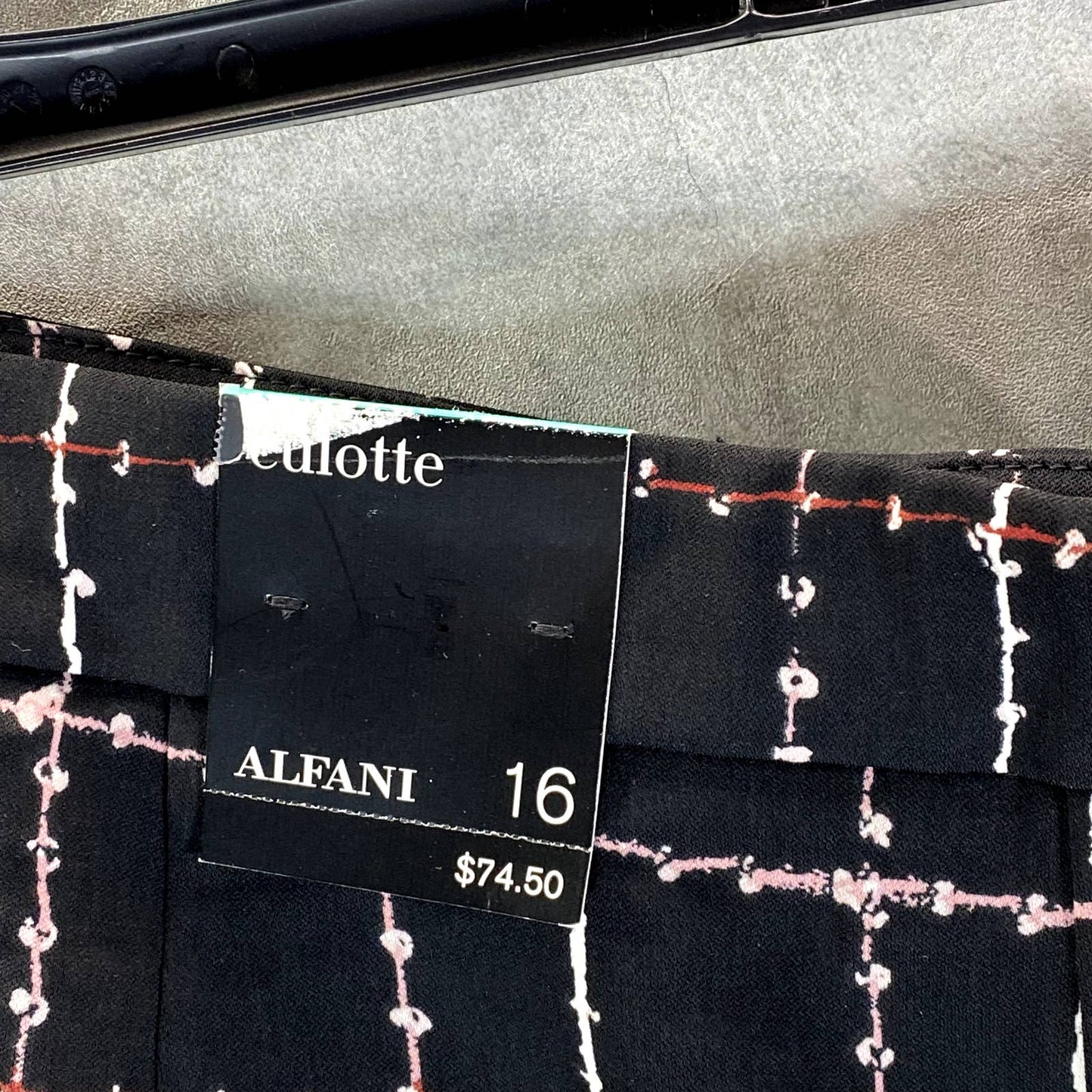 ALFANI Women's Stitched Grid Black D-Ring Belt Mid-Rise Plaid Culotte Pants SZ16