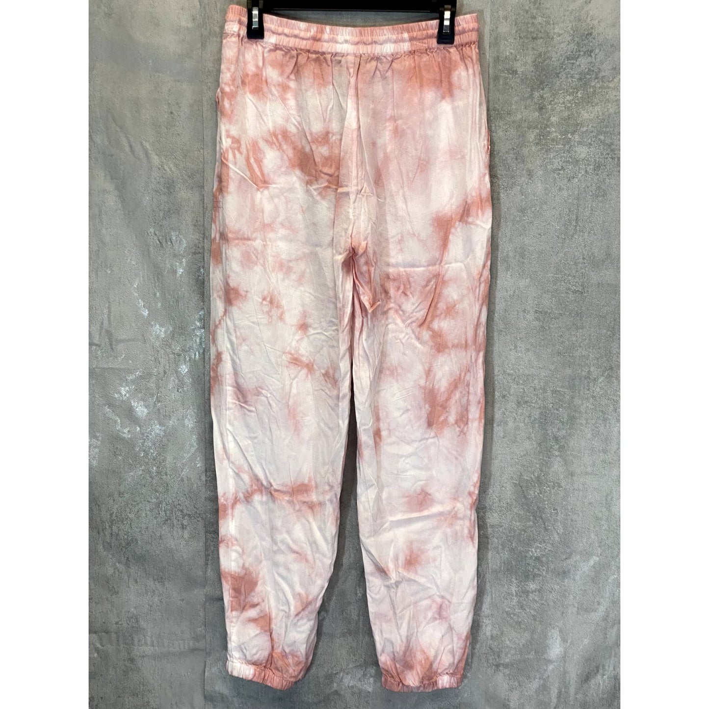 LOVE TREE Women's Pink Tie-Dye Drawstring High-Rise Tencel Pull-On Jogger Pants SZ L