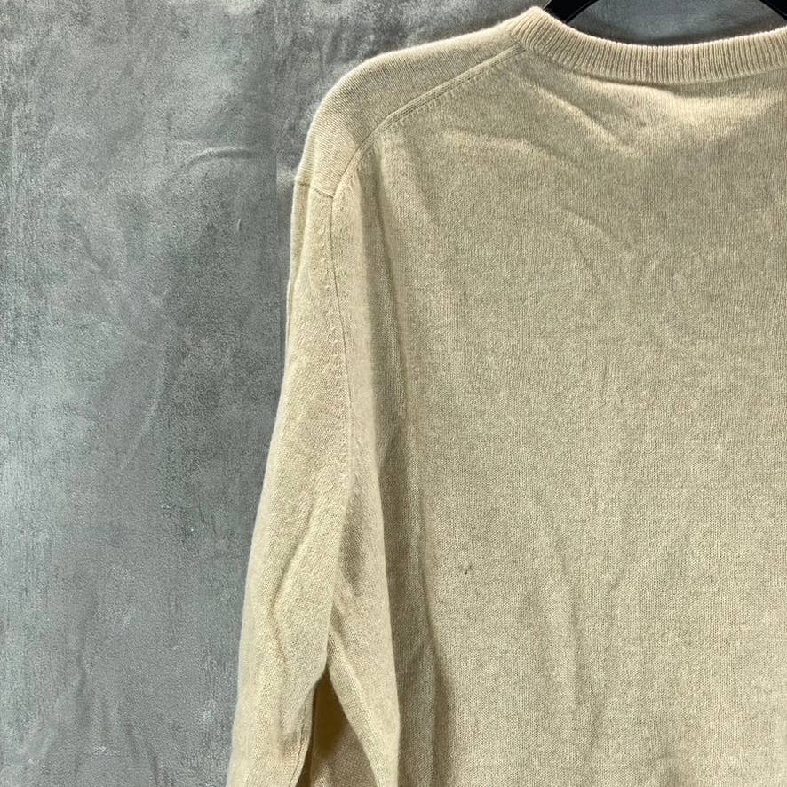 CLUB ROOM Men's Oatmeal Solid Cashmere Crewneck Pullover Sweater SZ XL