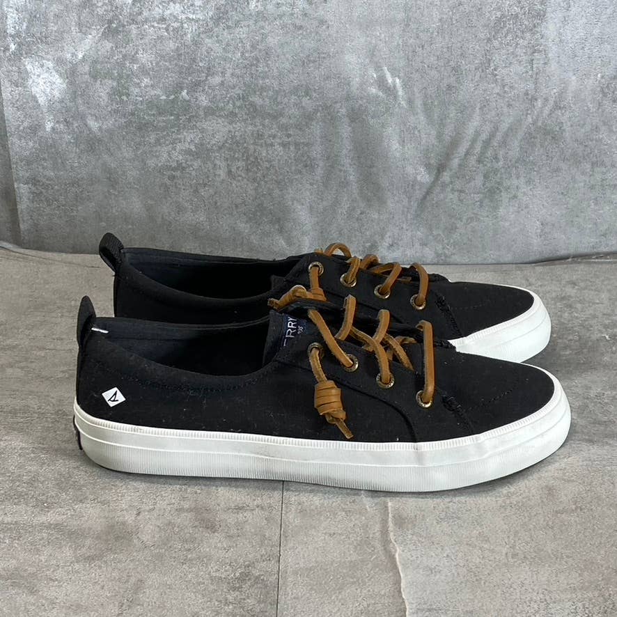 SPERRY Women's Black Canvas Crest Vibe Tie-Lace Memory Foam Sneakers SZ 7