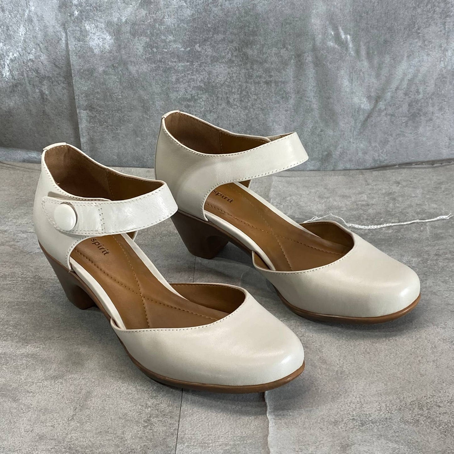 EASY SPIRIT Women's Ivory Leather Clarice Mary Jane Block-Heel Dress Pumps SZ 6