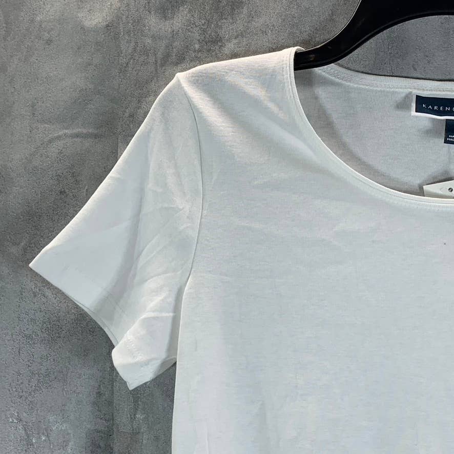 KAREN SCOTT Women's Bright White Scoopneck Short-Sleeve T-Shirt SZ S