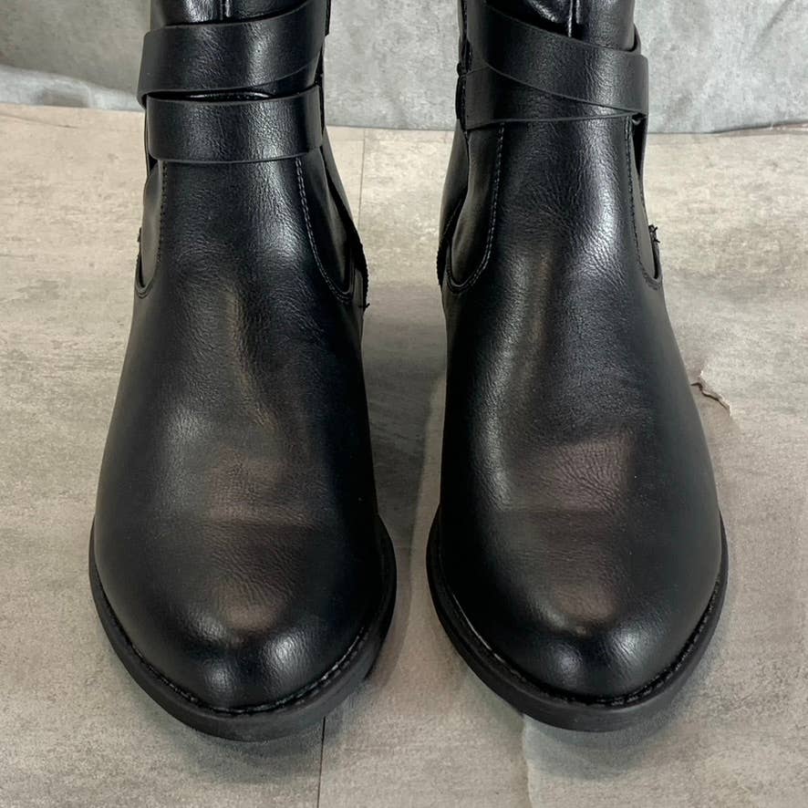 EASY STREET Women's Wide Black Anissa Tall Round-Toe Block-Heel Boots SZ 7.5W