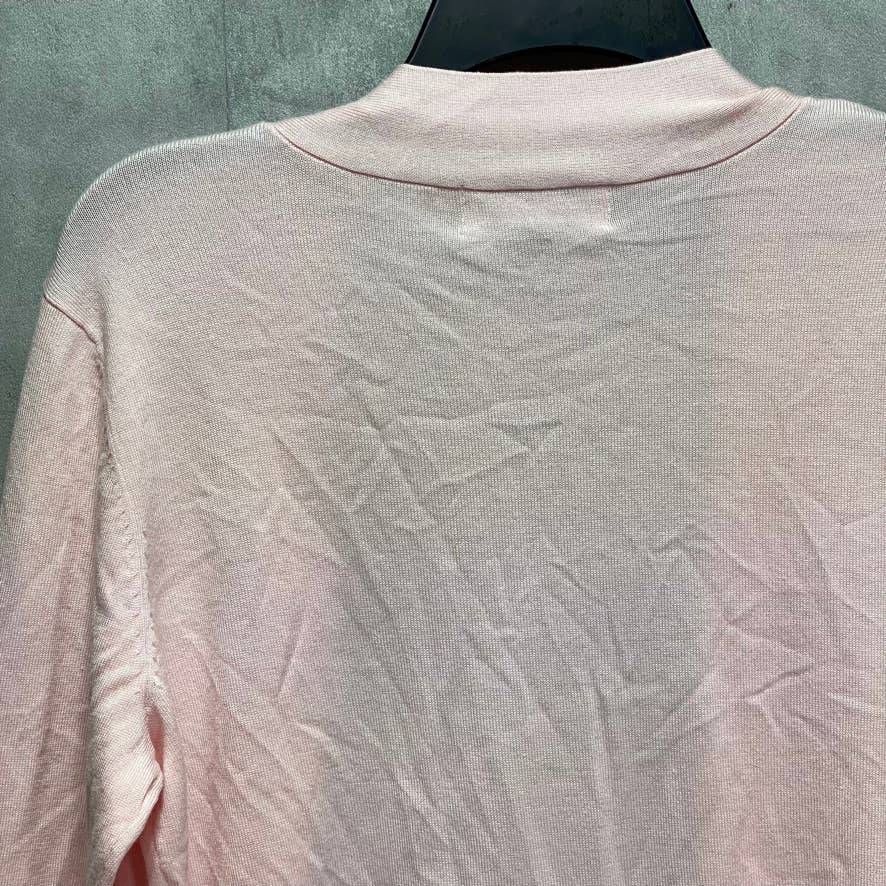 KAREN SCOTT Blush Long Sleeve Open Front Two-Pocket Cardigan SZ M