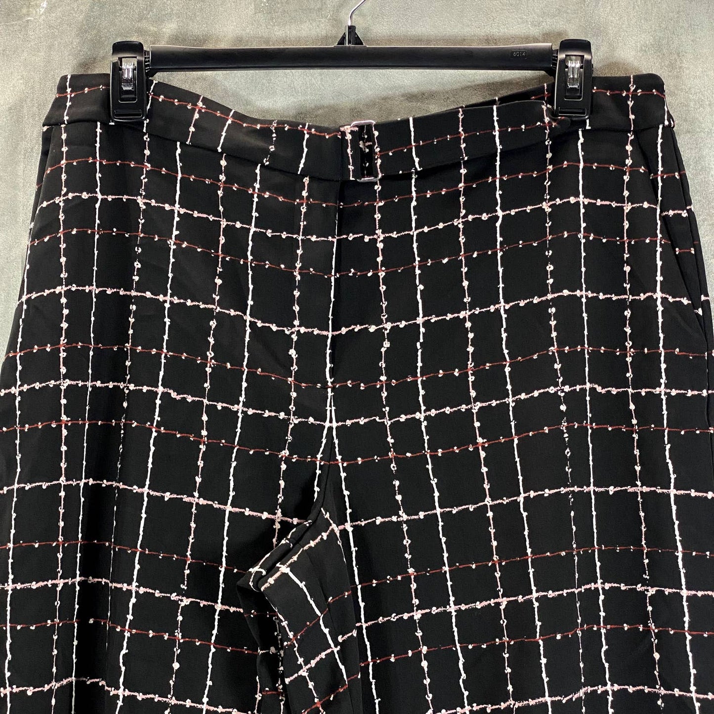 ALFANI Women's Stitched Grid Black D-Ring Belt Mid-Rise Plaid Culotte Pants SZ16
