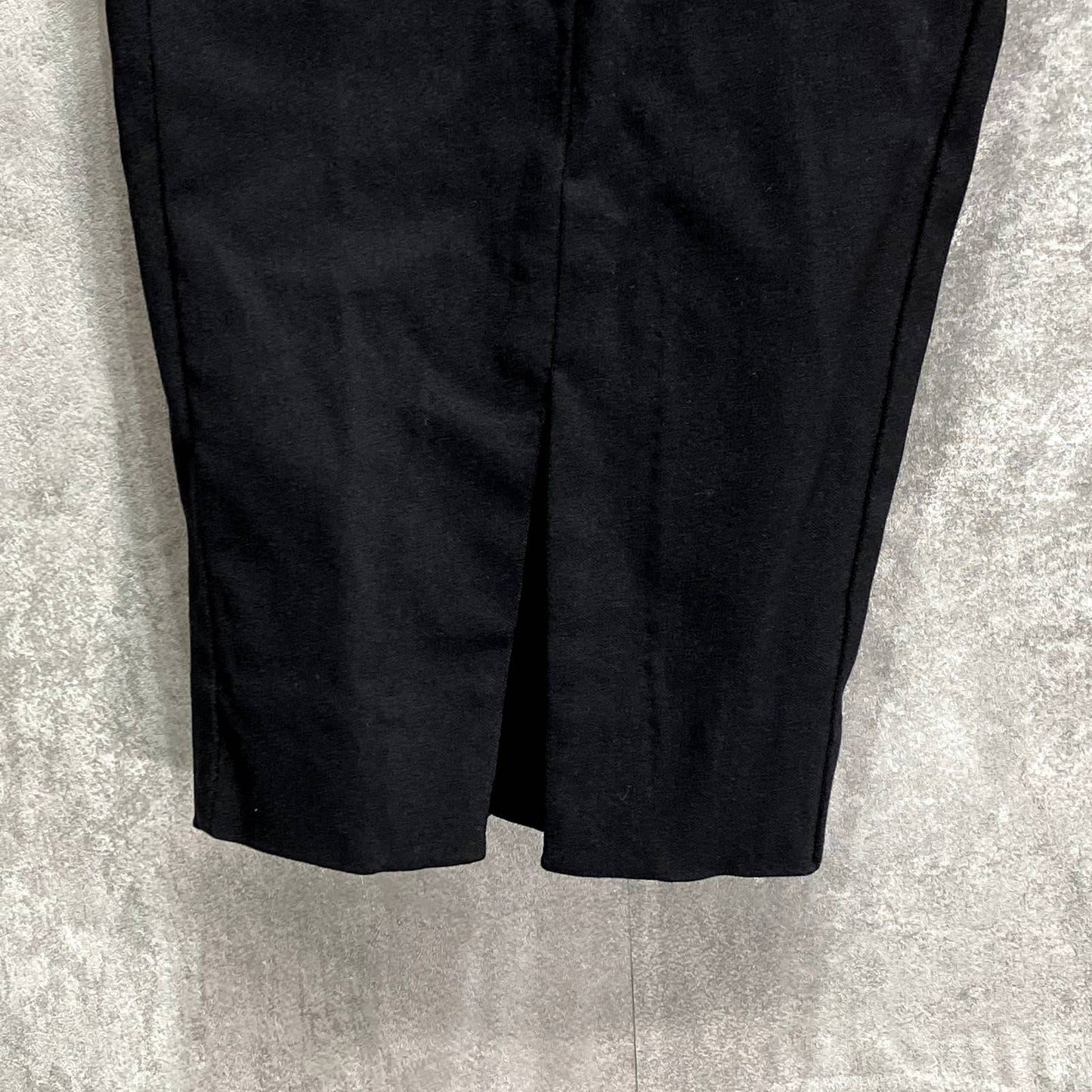 JM COLLECTION Petite Solid Black Split-Hem Tummy Control Pull-On Capri Pants SZ P/M