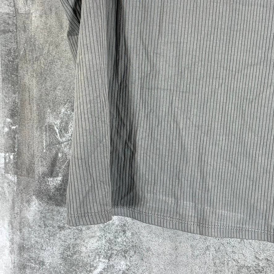 AND NOW THIS Women's Grey Ribbed Mock-Neck Sleeveless Top SZ L