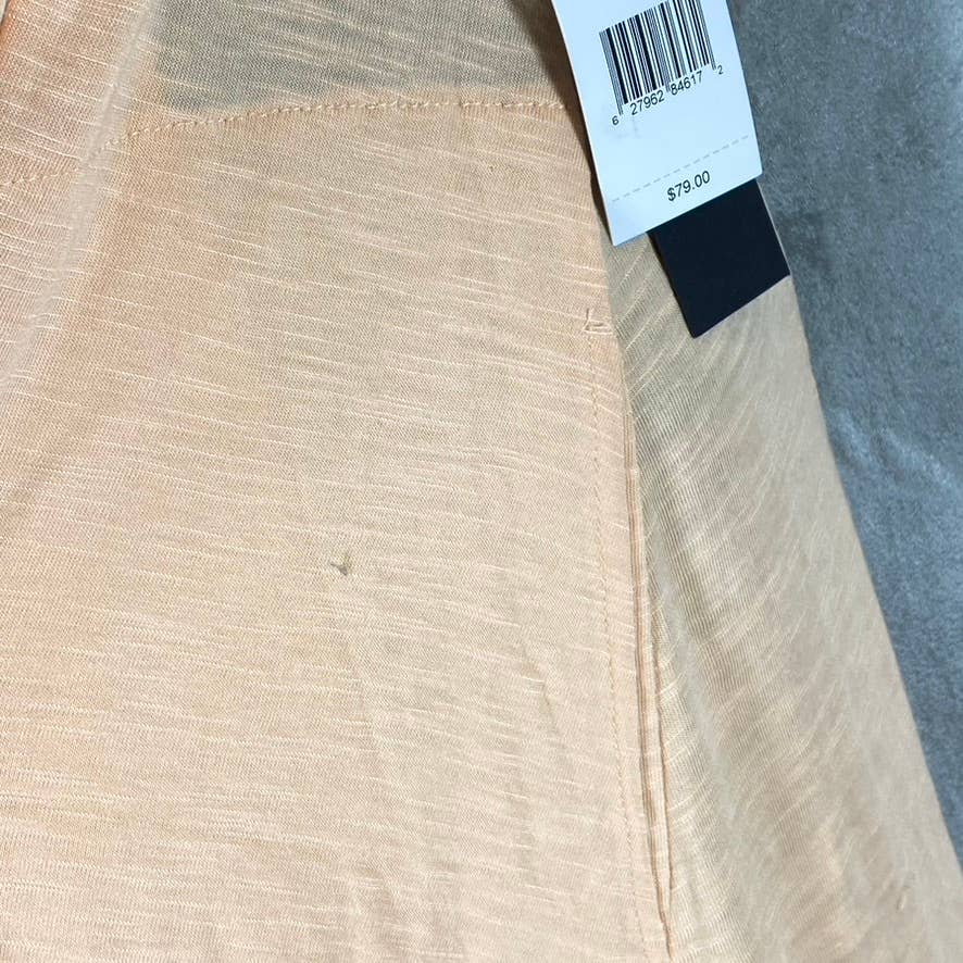 BLACK TAPE Women's Peach Twist V-Neck Textured Empire-Waist Midi Dress SZ L
