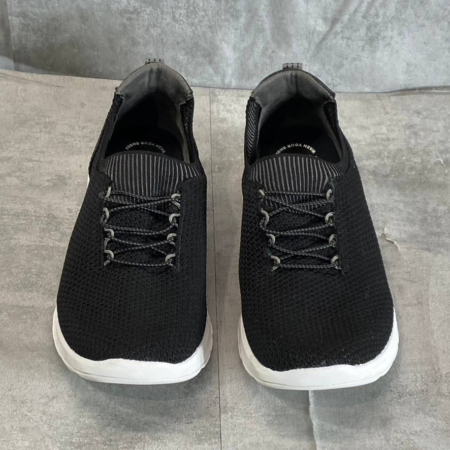 BZEES Women's Black Knit Gold Rush Washable Bungee Lace-Up Slip-On Sneakers SZ10