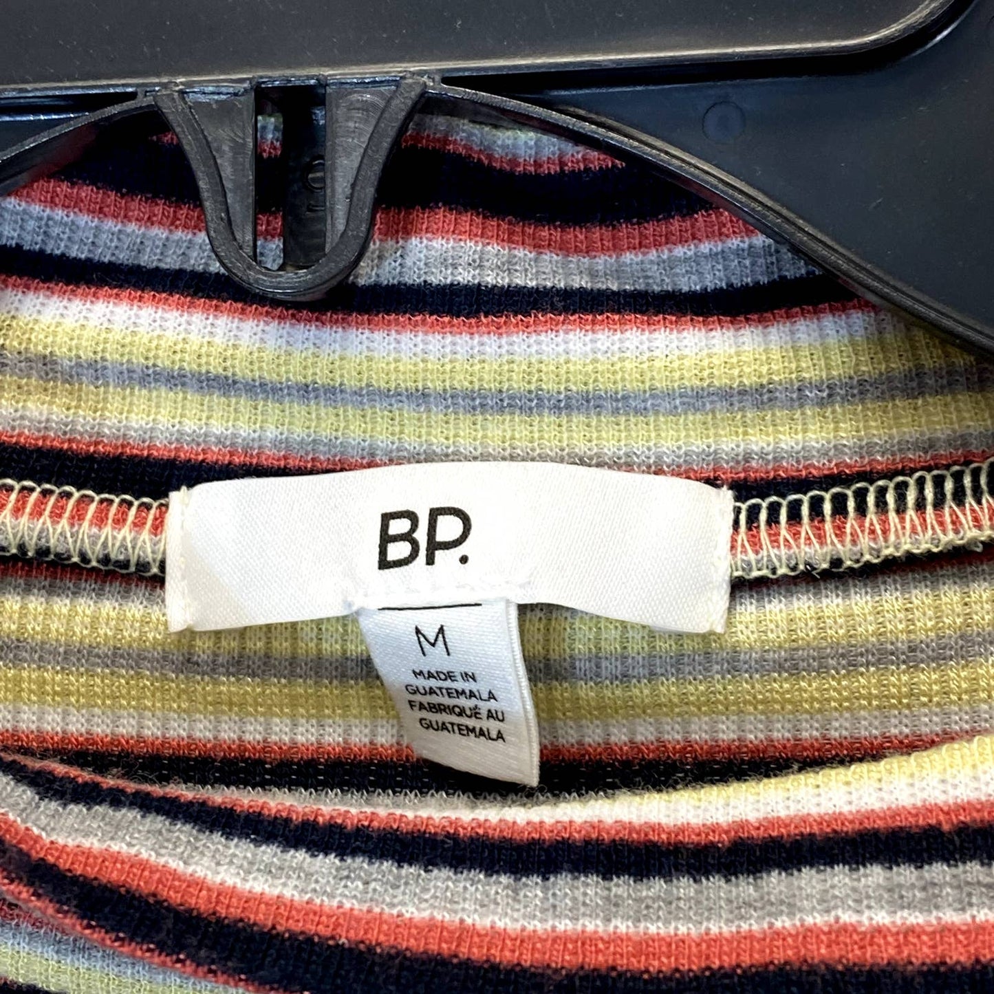 BP. Women's Yellow Multi Stripe Ribbed Mock Neck Long Sleeve Crop Top SZ M