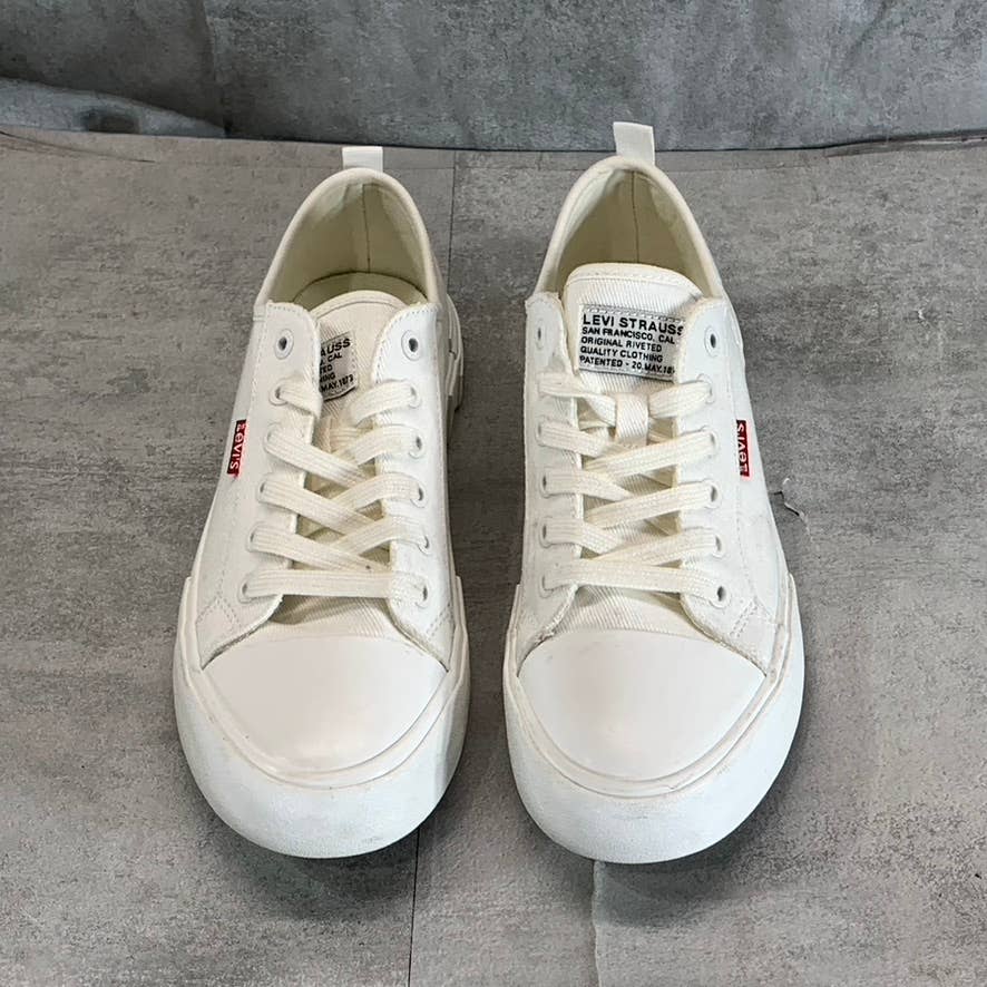 LEVI'S Women's White Mono Canvas Becky Low-Top Lace-Up Sneakers SZ 9