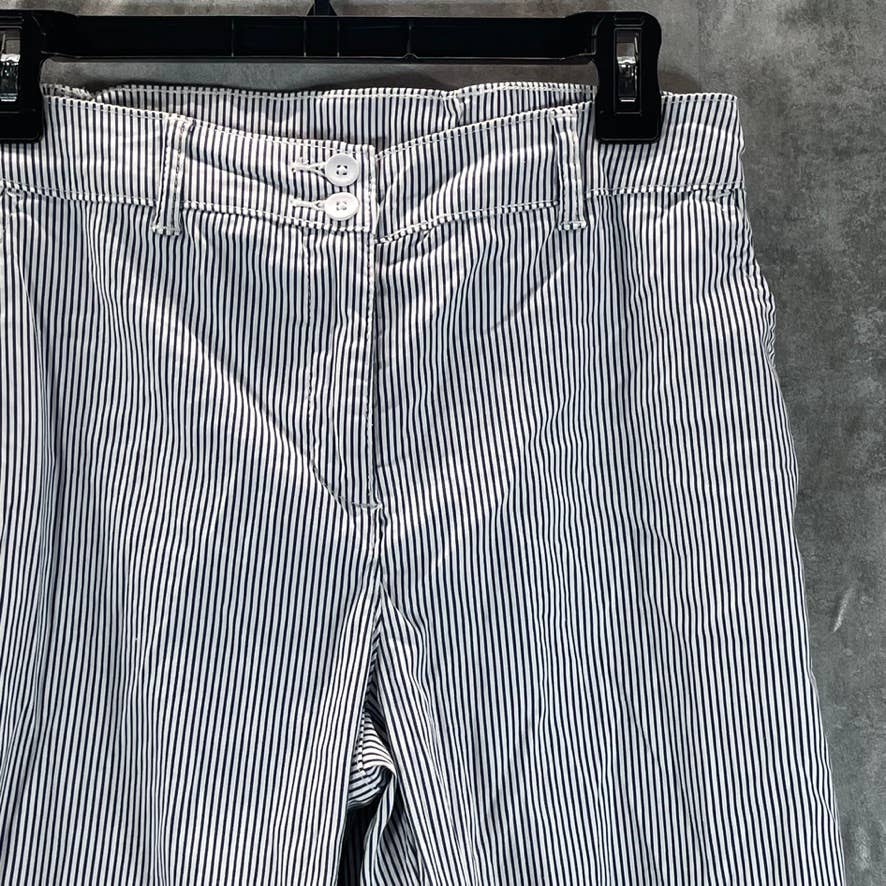 KAREN SCOTT Women's Petite Black Corded Striped Tummy-Control Capri Pants SZ 8P