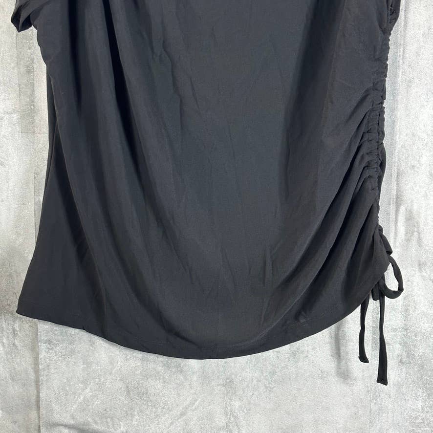 INC INTERNATIONAL CONCEPTS Women's Deep Black Side-Ruched One-Shoulder Top SZ2XL