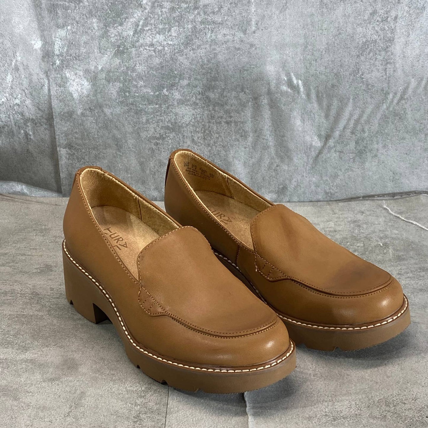 NATURALZIER Women's English Tea Cabaret Lug-Sole Block-Heel Slip-On Loafers SZ 6