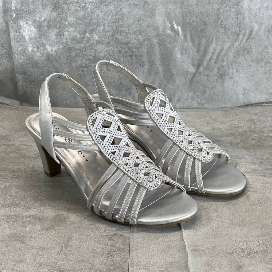 KAREN SCOTT Women's Silver Rhinestone Embellished Danely Strappy Dress Sandals