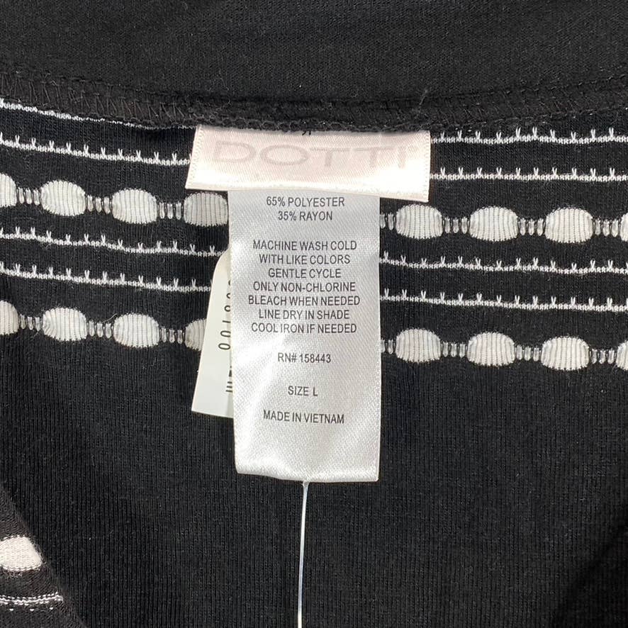 DOTTI Women's Black-White Dahlia Striped Lace-Up Sleeveless Tunic Cover-Up SZ L