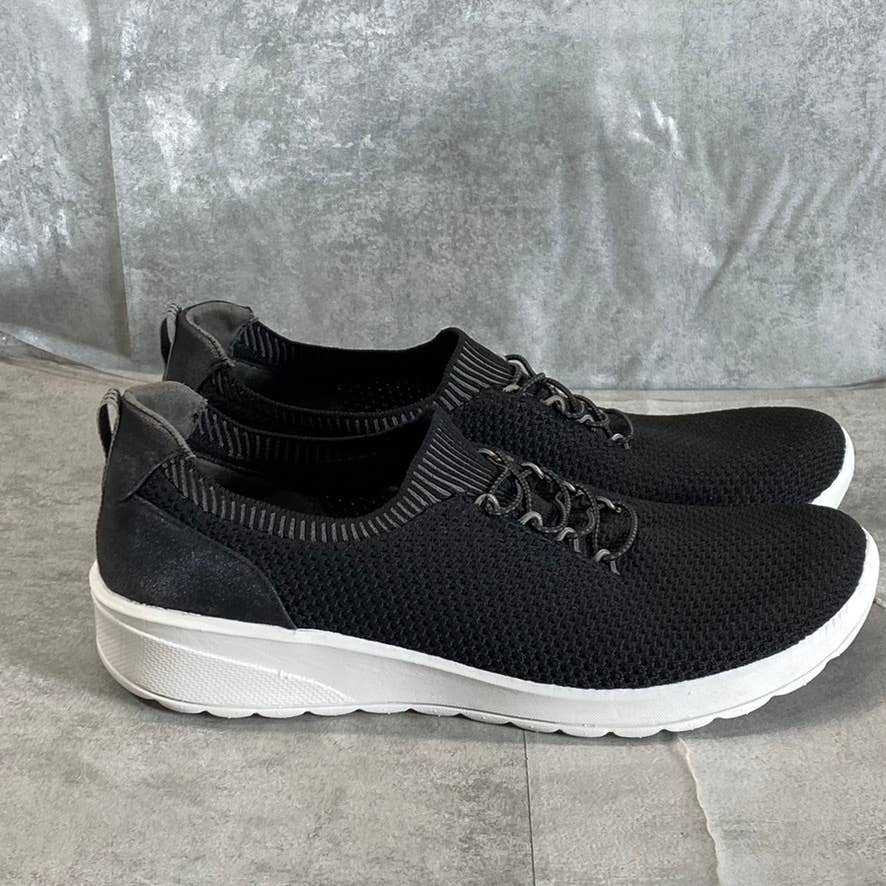 BZEES Women's Black Knit Gold Rush Washable Bungee Lace-Up Slip-On Sneakers SZ10