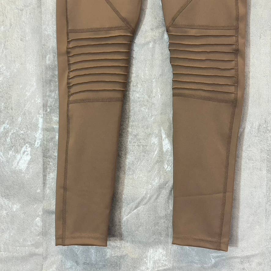 BODY GLOVE Women's Tan Full Length Pull-On Motto Detail Media Pocket Active Leggings SZ M