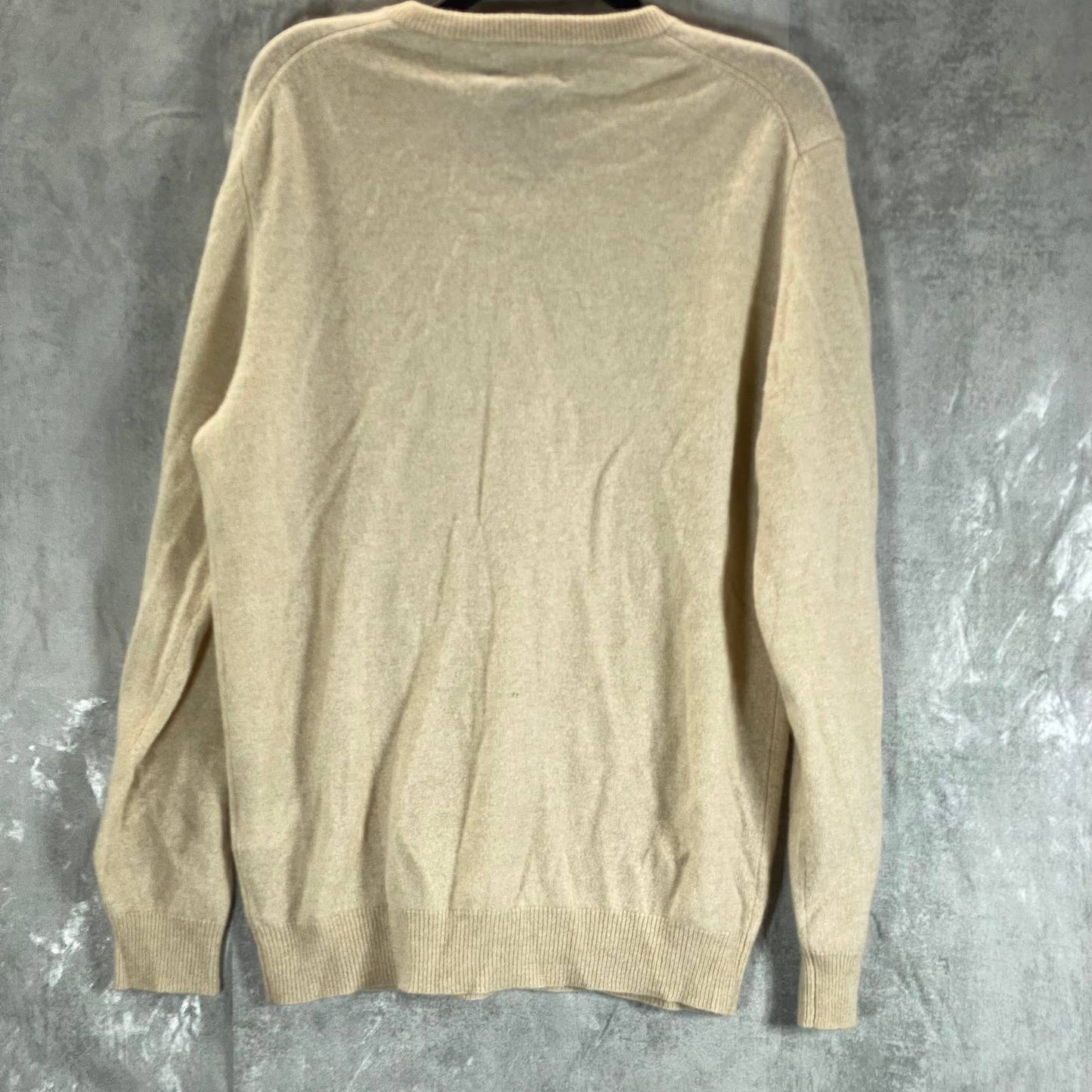 CLUB ROOM Men's Sand Cashmere V-Neck Long-Sleeve Pullover Sweater SZ M