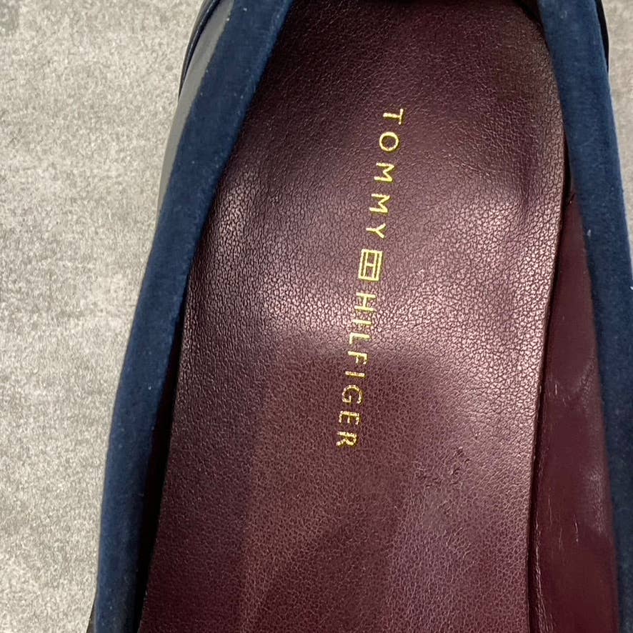 TOMMY HILFIGER Women's Navy Trevys Slip-On Moc-Toe Block-Heel Loafers SZ 6