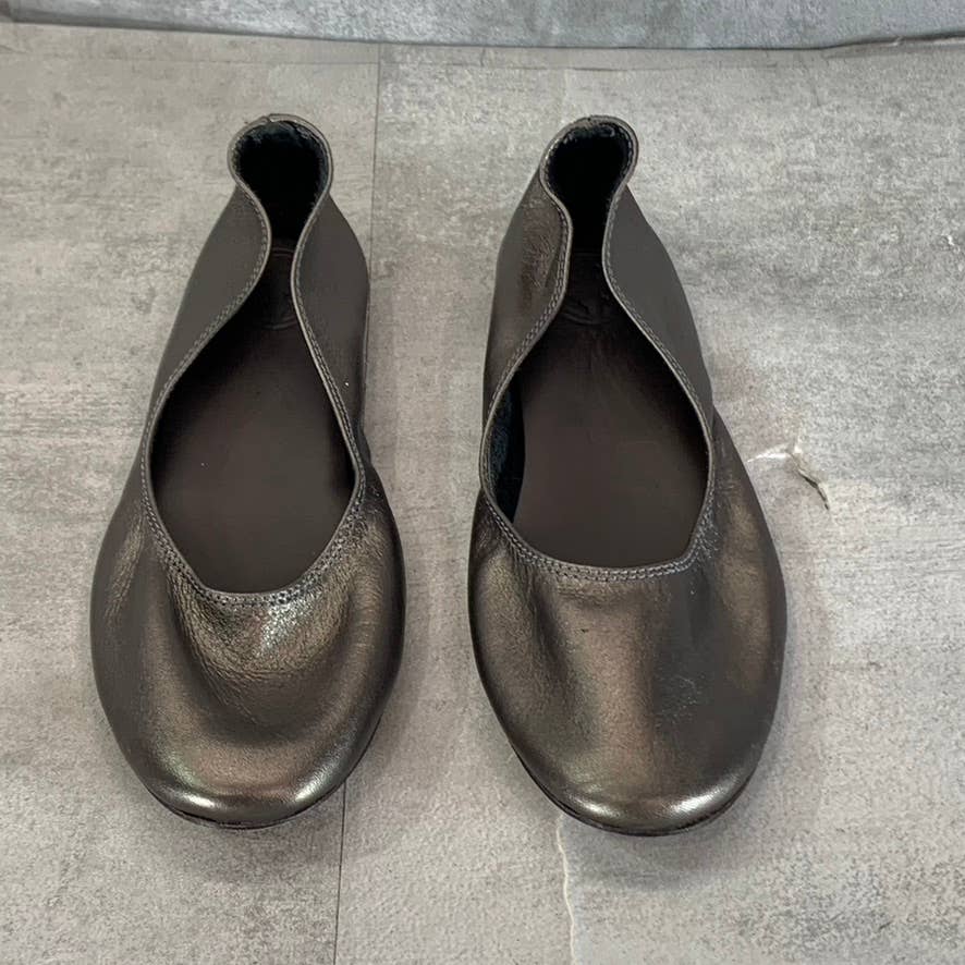 CHARLESTON SHOE CO. Women's Pewter Leather Jilly Slip-On Flats SZ 6