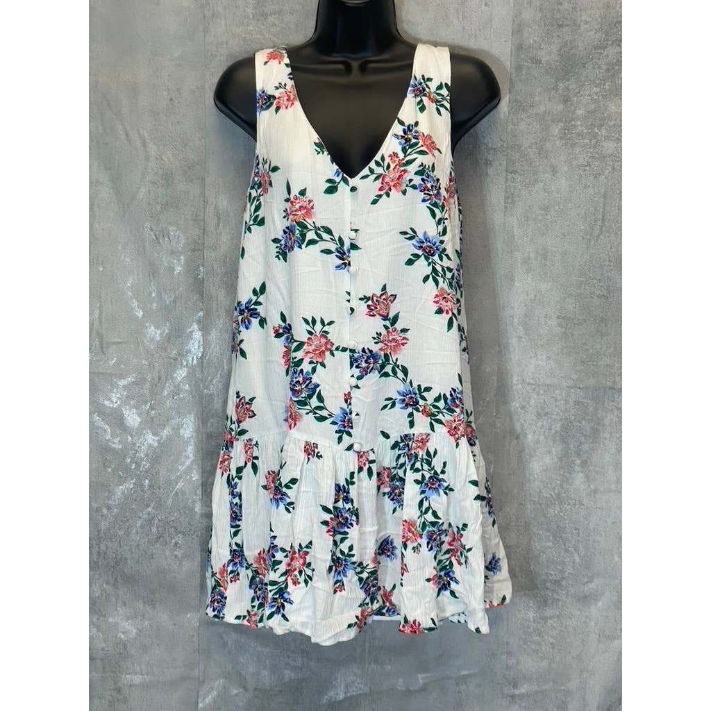 JACK By DD DAKOTA Women's Ivory Floral Print V-Neck Sleeveless Mini Sundress SZ S