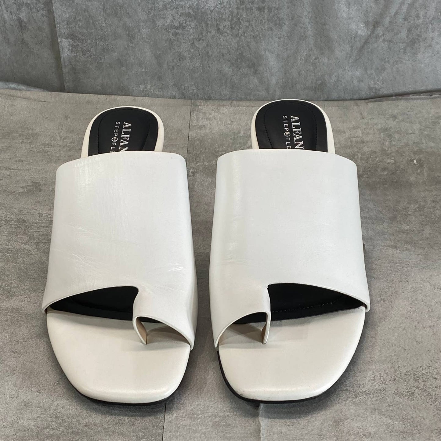 ALFANI STEP 'N FLEX Women's White Leather Colyerr Thong Slip-On Sandal SZ 10