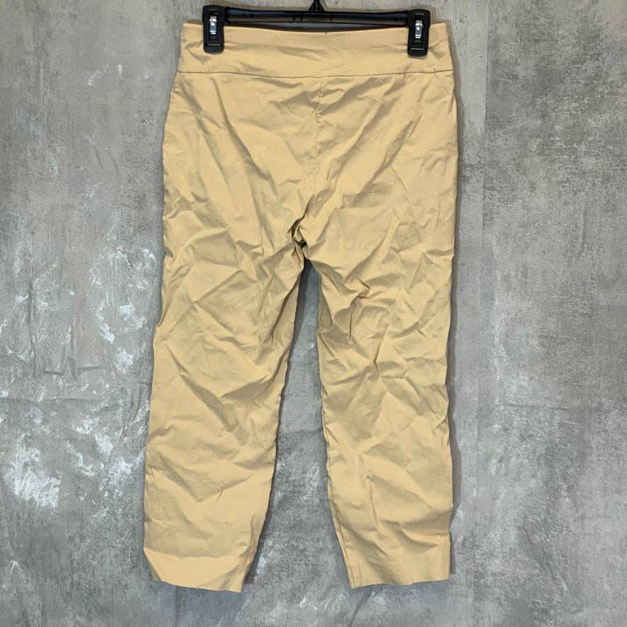 ALFANI Women's Cream Beige Tummy Control Mid-Rise Pull-On Capri Pants SZ 2