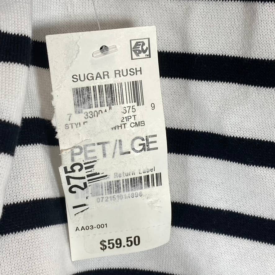 CHARTER CLUB Women's Petite Black-White Striped Sequin-Applique Sweatshirt SZP/L